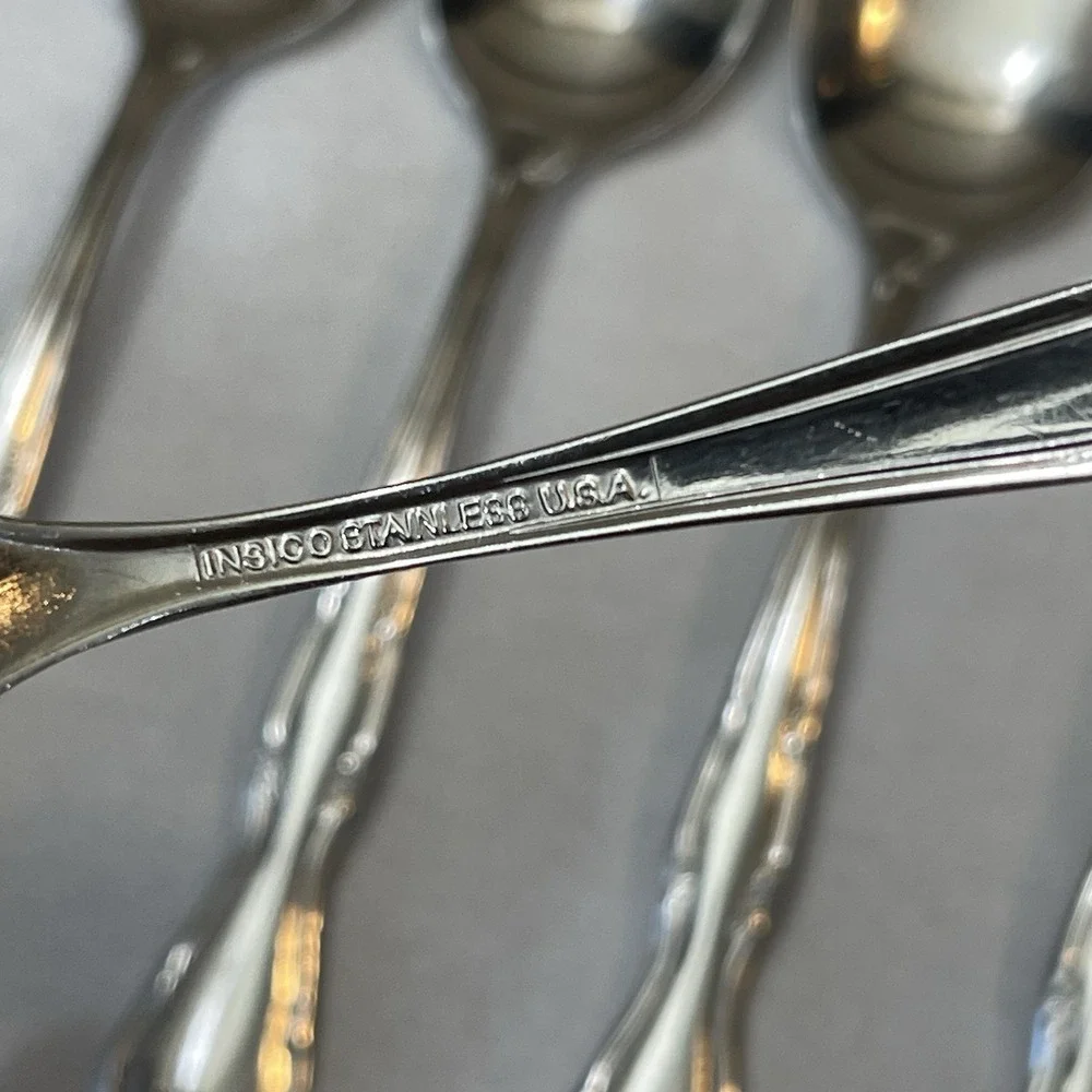 5 Insico International Silver Stainless Teaspoons Victorian Charm Embassador